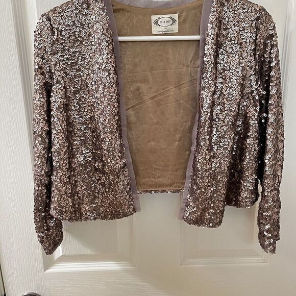 Joyfolie Mia Joy Gold Sequin Livvy Jacket Open Cardigan Girls Size 10 - Picture 5 of 14